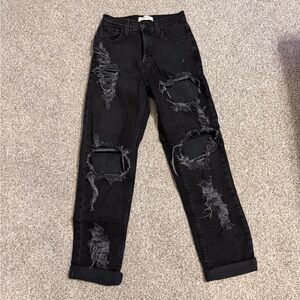 Vibrant M.I.U. Black Distressed Boyfriend Jeans